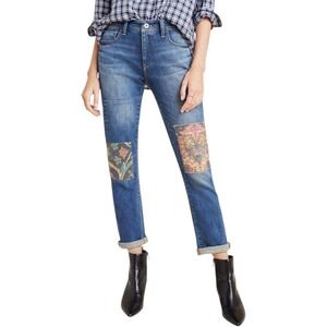Anthropologie Pilcro Tapestry Patchwork Boyfriend Jeans 27 Boho Chic‎